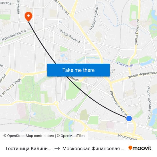 Гостиница Калининград (Из Центра) to Московская Финансовая Юридическая Академия map