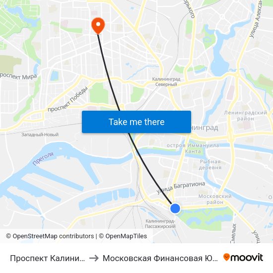 Проспект Калинина (Из Центра) to Московская Финансовая Юридическая Академия map