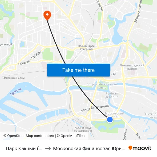 Парк Южный (Из Центра) to Московская Финансовая Юридическая Академия map