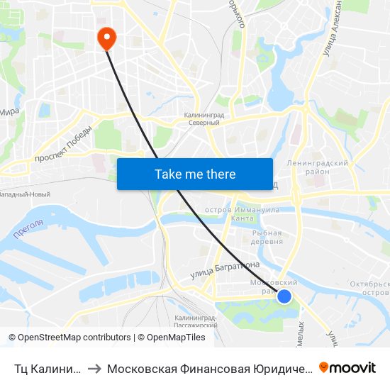 Тц Калининский to Московская Финансовая Юридическая Академия map