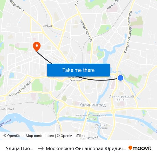Улица Пионерская to Московская Финансовая Юридическая Академия map