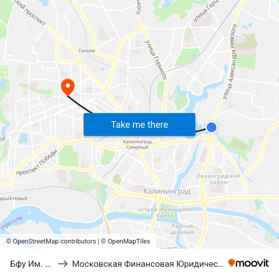 Бфу Им. Канта to Московская Финансовая Юридическая Академия map
