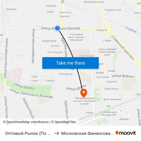 Оптовый Рынок (По Требованию, Из Центра) to Московская Финансовая Юридическая Академия map