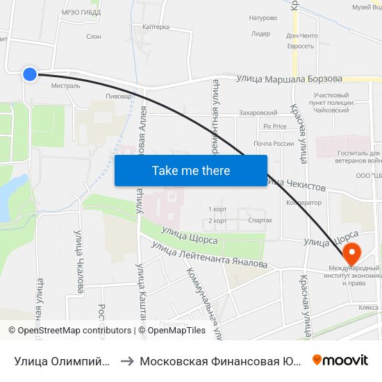 Улица Олимпийская (В Центр) to Московская Финансовая Юридическая Академия map