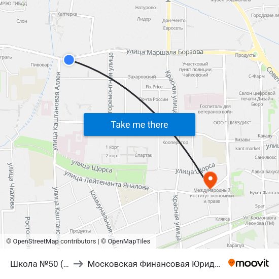 Школа №50 (В Центр) to Московская Финансовая Юридическая Академия map