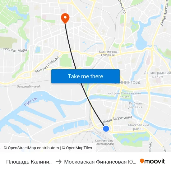 Площадь Калинина (Из Центра) to Московская Финансовая Юридическая Академия map