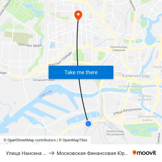 Улица Нансена (Из Центра) to Московская Финансовая Юридическая Академия map