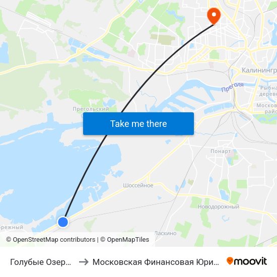 Голубые Озера (В Центр) to Московская Финансовая Юридическая Академия map