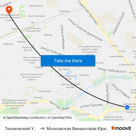 Технический Университет to Московская Финансовая Юридическая Академия map