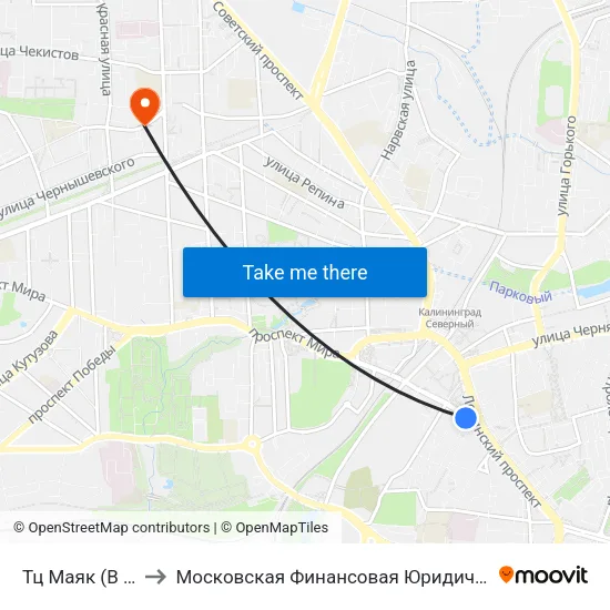 Тц Маяк (В Центр) to Московская Финансовая Юридическая Академия map