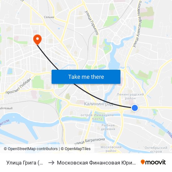 Улица Грига (Из Центра) to Московская Финансовая Юридическая Академия map