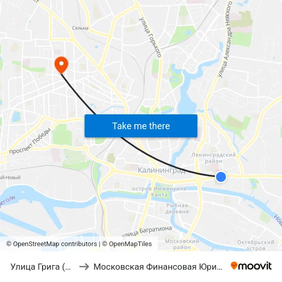 Улица Грига (Из Центра) to Московская Финансовая Юридическая Академия map