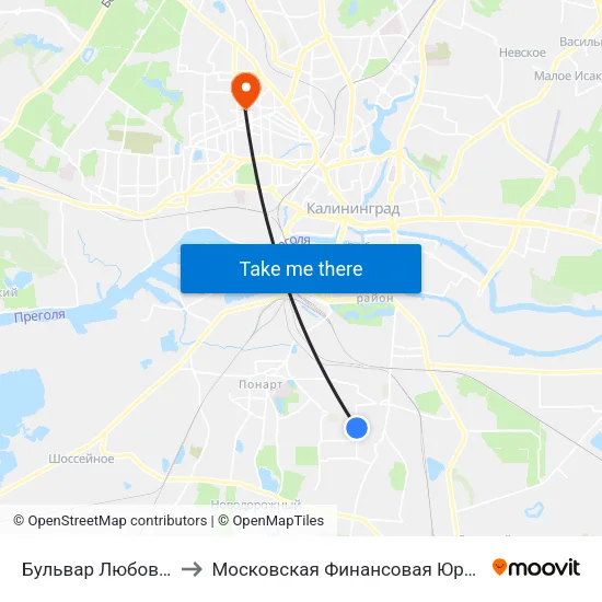 Бульвар Любови Шевцовой to Московская Финансовая Юридическая Академия map