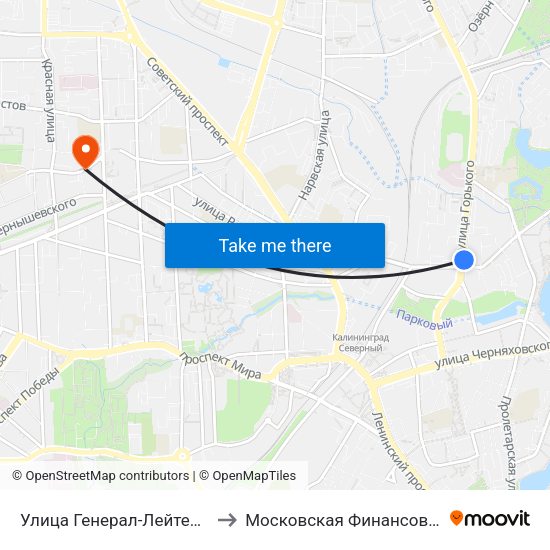 Улица Генерал-Лейтенанта Озерова (Из Центра) to Московская Финансовая Юридическая Академия map
