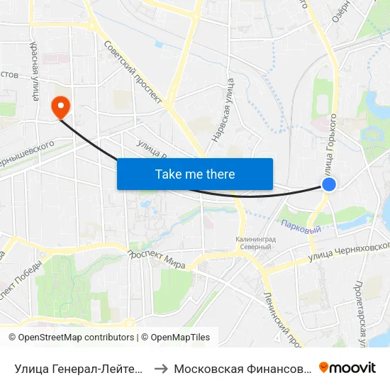 Улица Генерал-Лейтенанта Озерова (Из Центра) to Московская Финансовая Юридическая Академия map