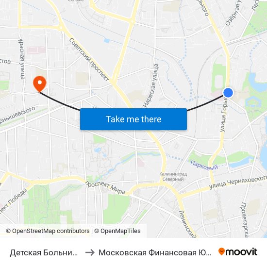 Детская Больница (Из Центра) to Московская Финансовая Юридическая Академия map