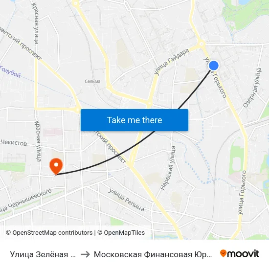 Улица Зелёная (Из Центра) to Московская Финансовая Юридическая Академия map