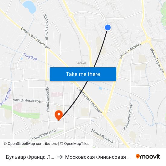 Бульвар Франца Лефорта (В Центр) to Московская Финансовая Юридическая Академия map