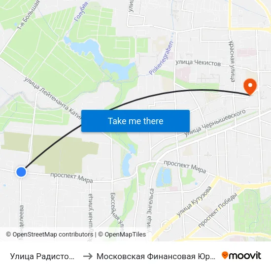 Улица Радистов (Из Центра) to Московская Финансовая Юридическая Академия map