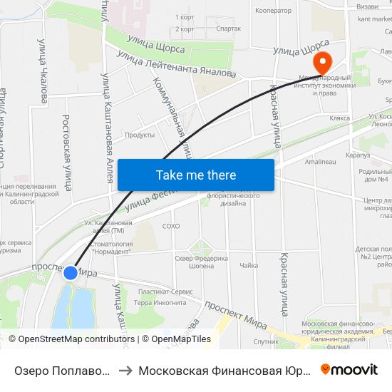 Озеро Поплавок (Конечная) to Московская Финансовая Юридическая Академия map