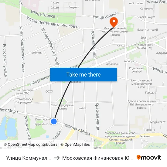 Улица Коммунальная (В Центр) to Московская Финансовая Юридическая Академия map