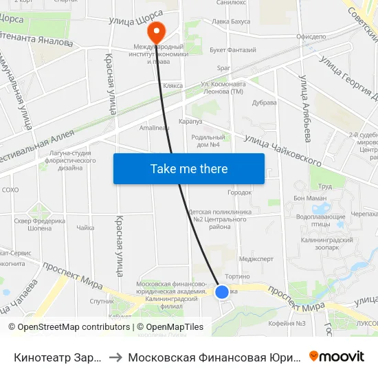 Кинотеатр Заря (В Центр) to Московская Финансовая Юридическая Академия map