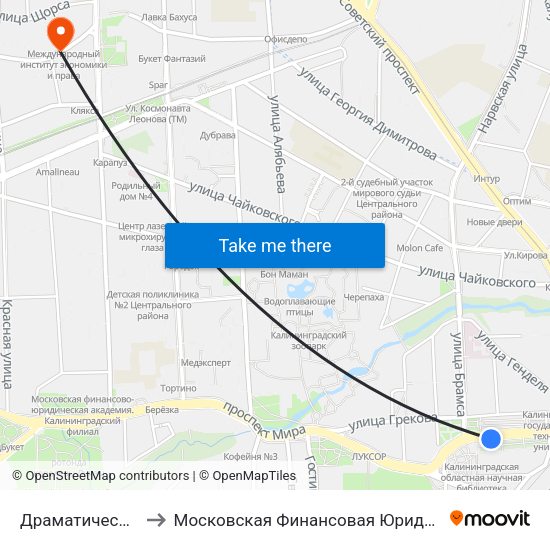 Драматический Театр to Московская Финансовая Юридическая Академия map