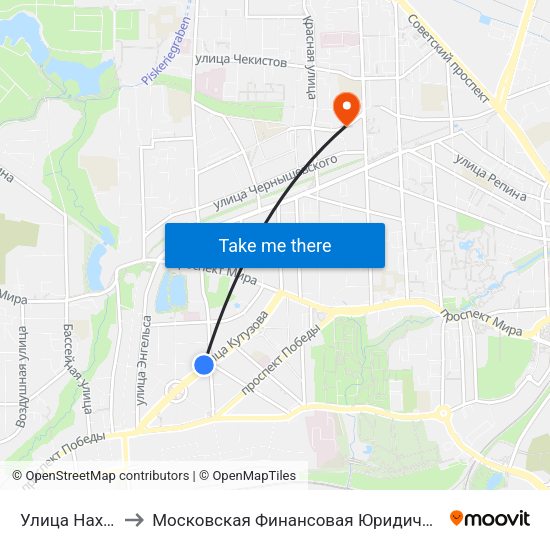 Улица Нахимова to Московская Финансовая Юридическая Академия map