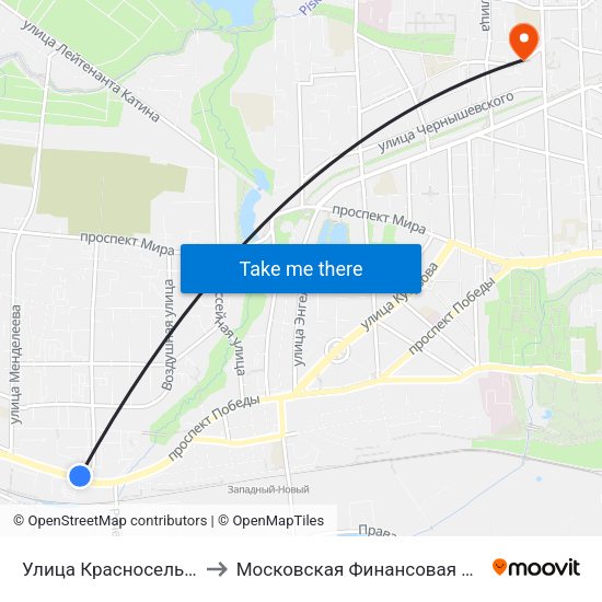 Улица Красносельская (Из Центра) to Московская Финансовая Юридическая Академия map