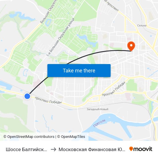 Шоссе Балтийское (Из Центра) to Московская Финансовая Юридическая Академия map