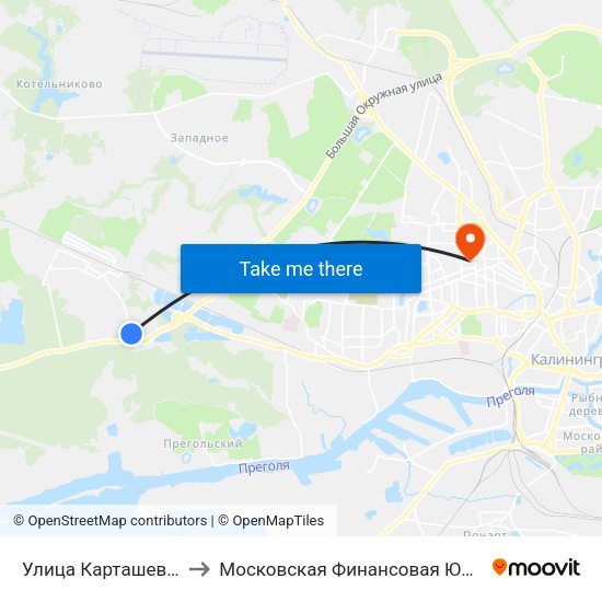 Улица Карташева (Из Центра) to Московская Финансовая Юридическая Академия map