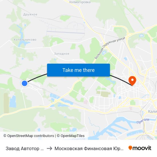Завод Автотор (Из Центра) to Московская Финансовая Юридическая Академия map