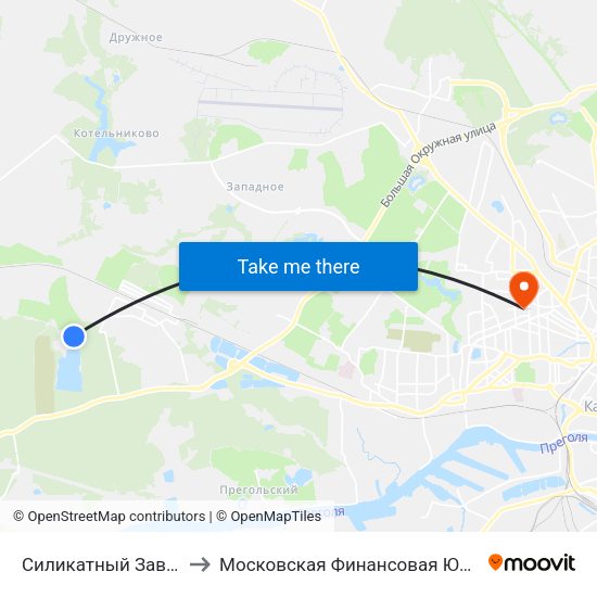 Силикатный Завод (Конечная) to Московская Финансовая Юридическая Академия map