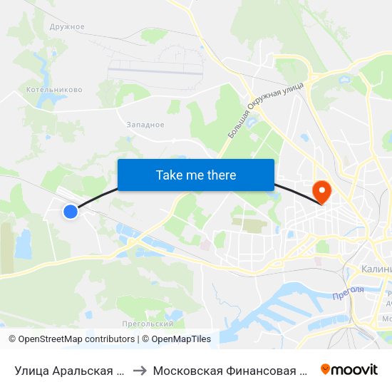 Улица Аральская (По Требованию) to Московская Финансовая Юридическая Академия map