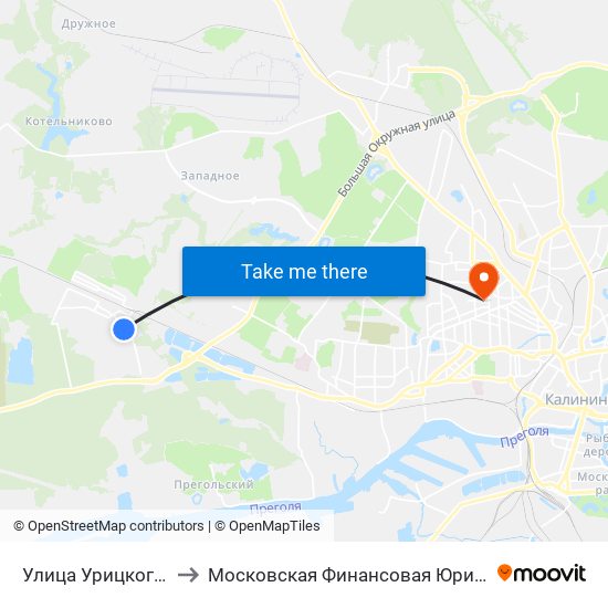 Улица Урицкого (В Центр) to Московская Финансовая Юридическая Академия map