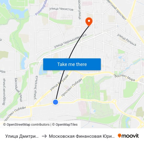 Улица Дмитрия Донского to Московская Финансовая Юридическая Академия map