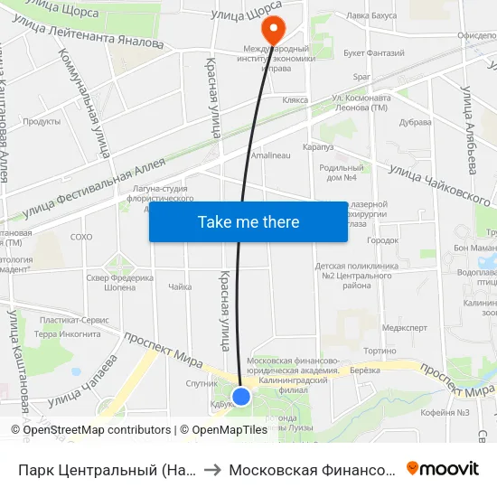 Парк Центральный (На Проспекте Победы, В Центр) to Московская Финансовая Юридическая Академия map