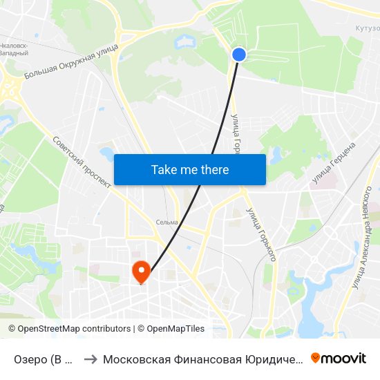 Озеро (В Центр) to Московская Финансовая Юридическая Академия map