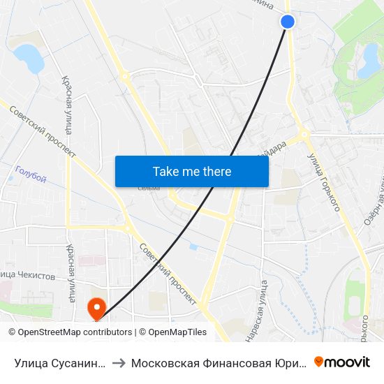 Улица Сусанина (В Центр) to Московская Финансовая Юридическая Академия map