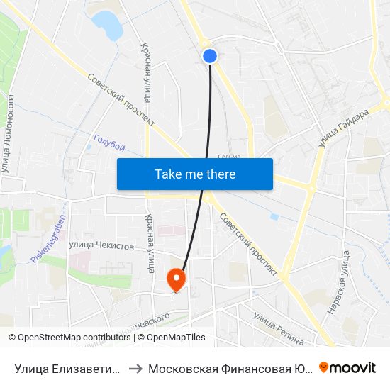 Улица Елизаветинская (В Центр) to Московская Финансовая Юридическая Академия map