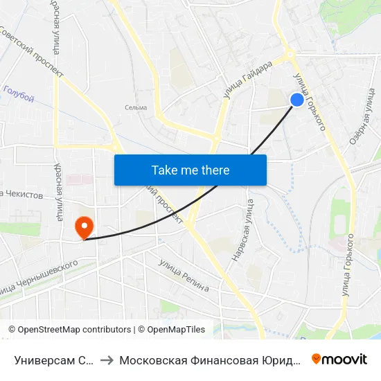 Универсам Северный to Московская Финансовая Юридическая Академия map