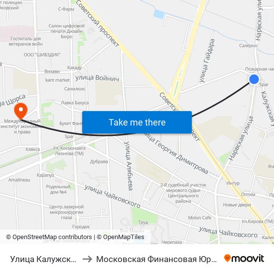 Улица Калужская (В Центр) to Московская Финансовая Юридическая Академия map