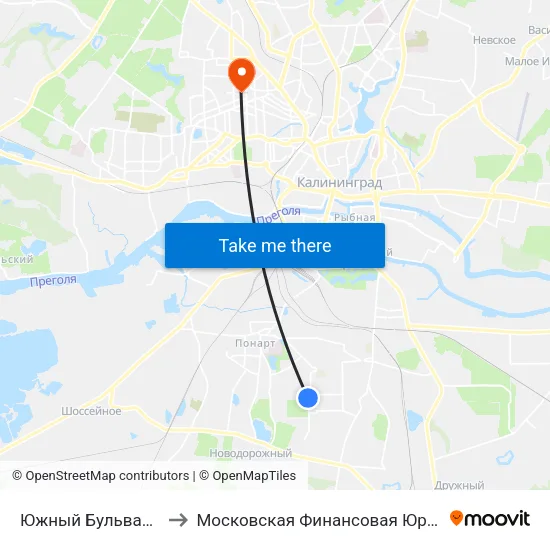 Южный Бульвар (Из Центра) to Московская Финансовая Юридическая Академия map