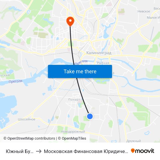 Южный Бульвар to Московская Финансовая Юридическая Академия map