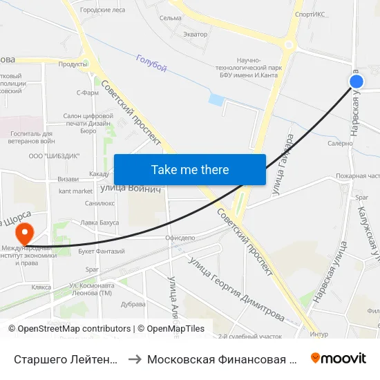 Старшего Лейтенанта Сибирякова to Московская Финансовая Юридическая Академия map