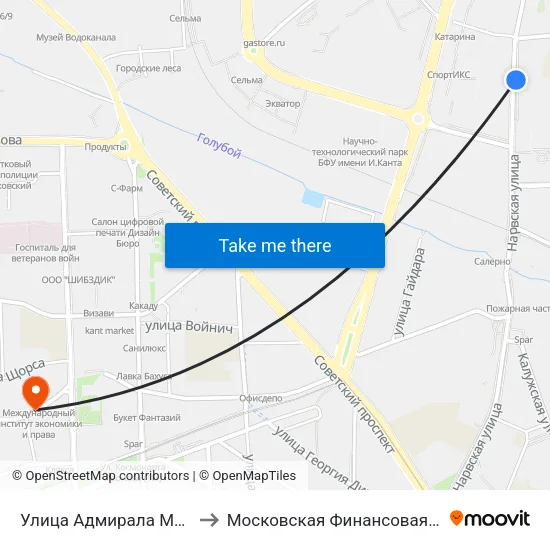 Улица Адмирала Макарова (Из Центра) to Московская Финансовая Юридическая Академия map