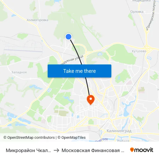 Микрорайон Чкаловск (Конечная) to Московская Финансовая Юридическая Академия map