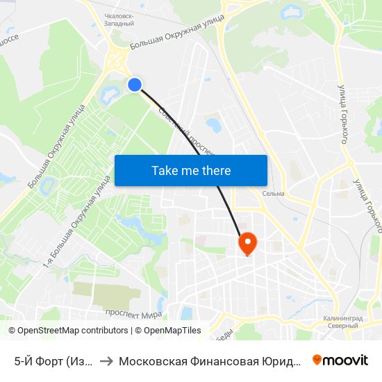 5-Й Форт (Из Центра) to Московская Финансовая Юридическая Академия map