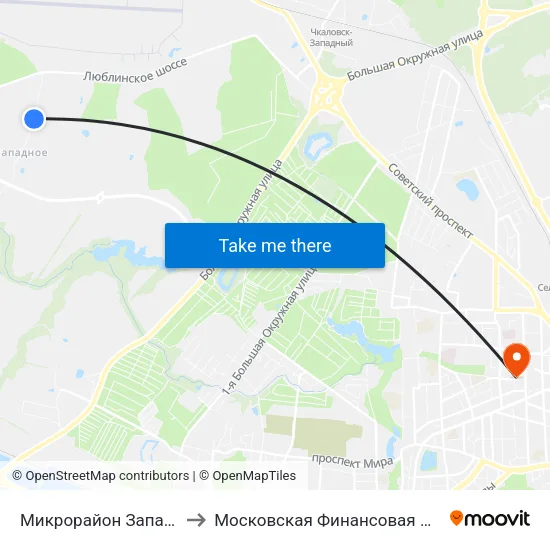 Микрорайон Западный (Конечная) to Московская Финансовая Юридическая Академия map