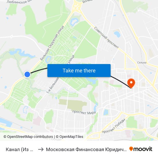 Канал (Из Центра) to Московская Финансовая Юридическая Академия map